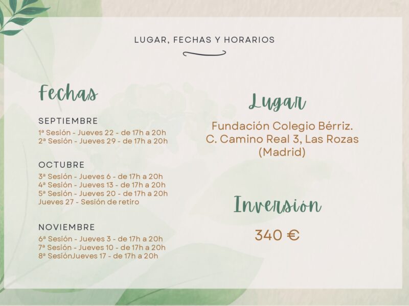 10_Lugar, fechas y horarios del Programa MSC Autocompasión - Fundación Colegio Bérriz Las Rozas