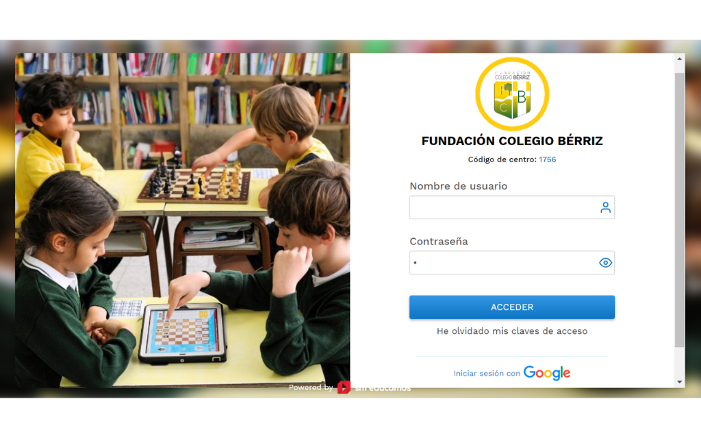 Pantalla de inicio de educamos - Fundación Colegio Bérriz Las Rozas