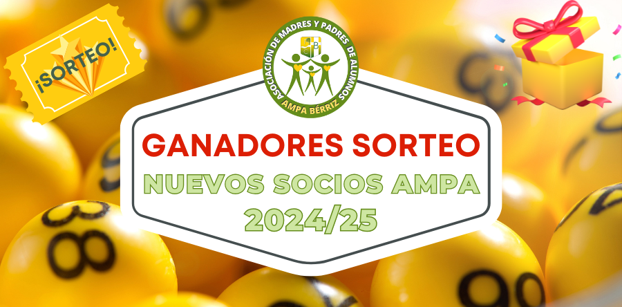 Ganadores Sorteo Nuevos Socios AMPA 2024-25 - Fundación Colegio Bérriz Las Rozas