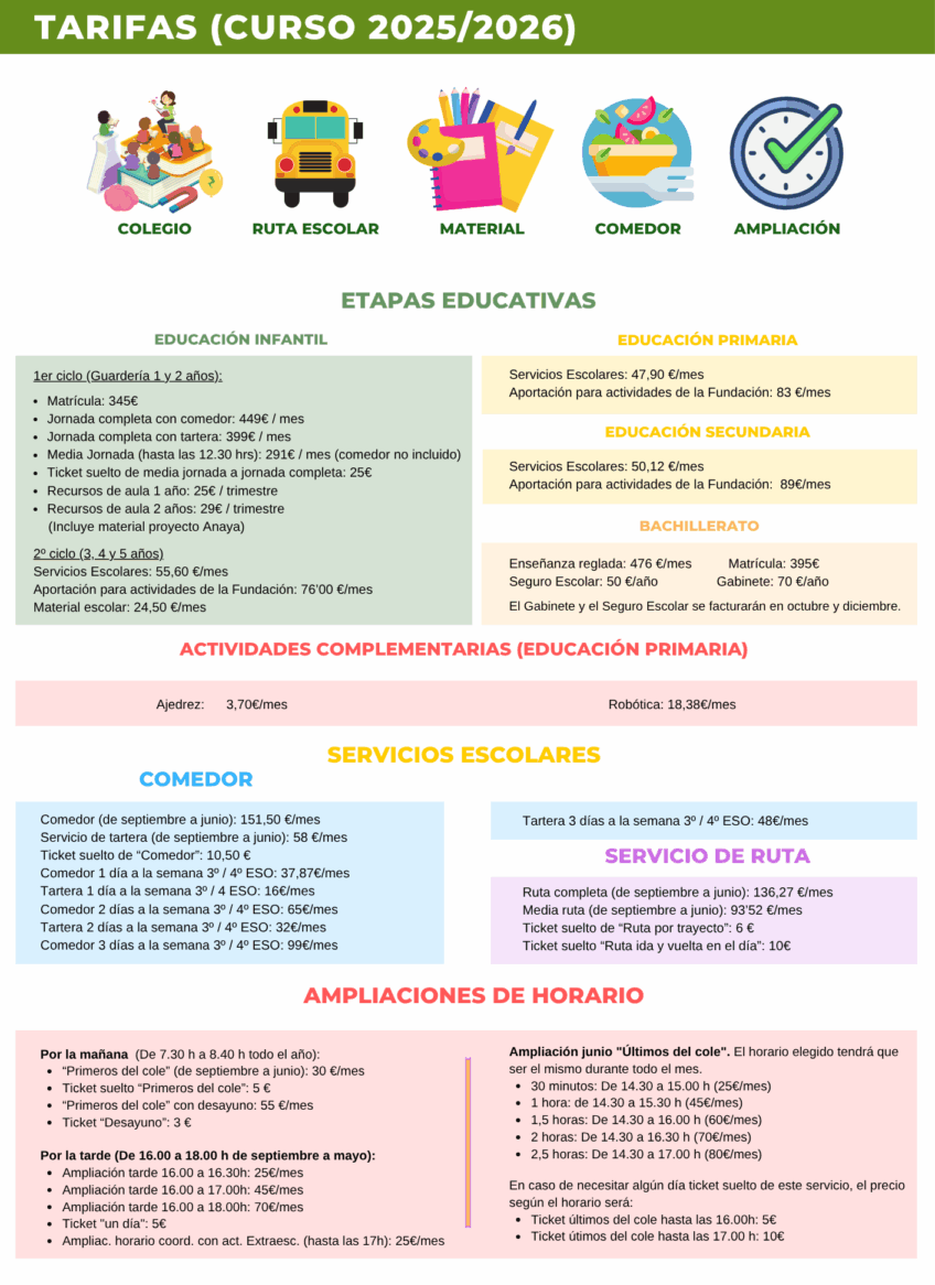 Tarifas Colegio Bérriz 2025-26
